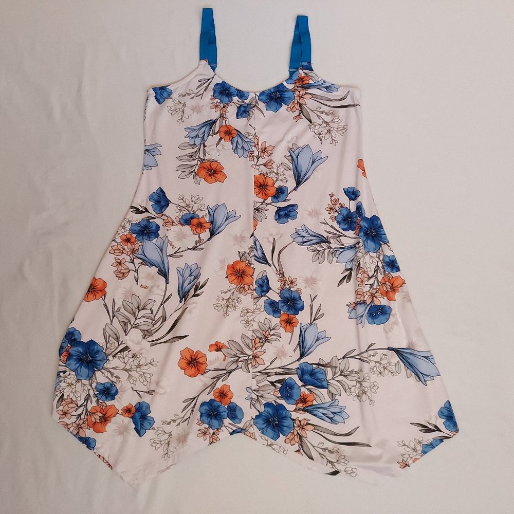 Lilac+London Sundress Womens XS Floral Print Blue Orange Chemise Slip Tank Dres